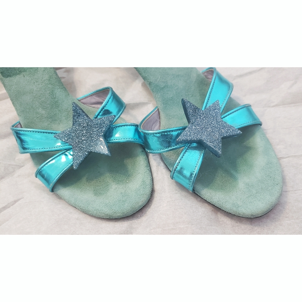 Shiny💎teal💙star⭐sandal pumps